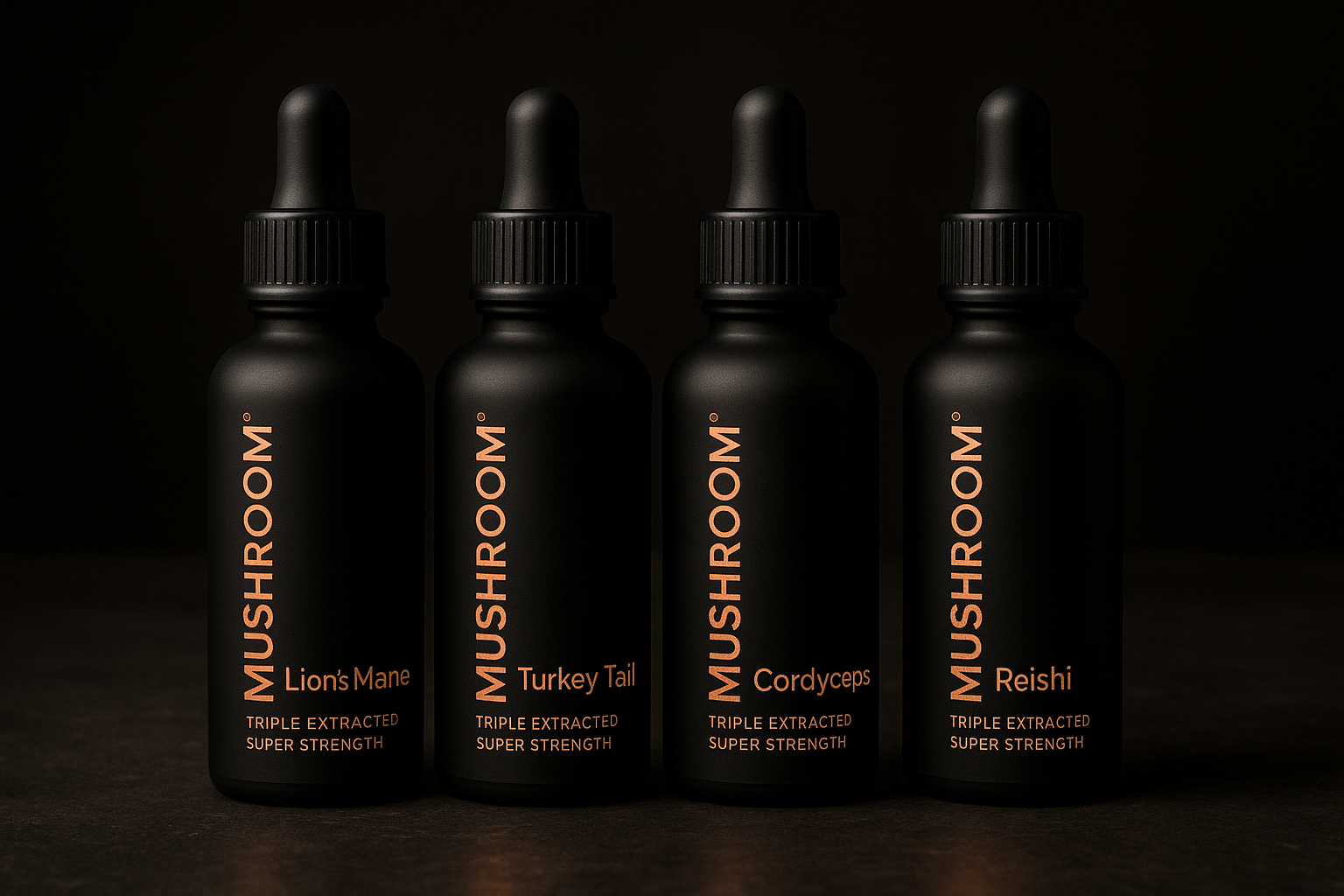 Mushyroom — All 4 bottles: Lion's Mane, Turkey Tail, Cordyceps, Reishi